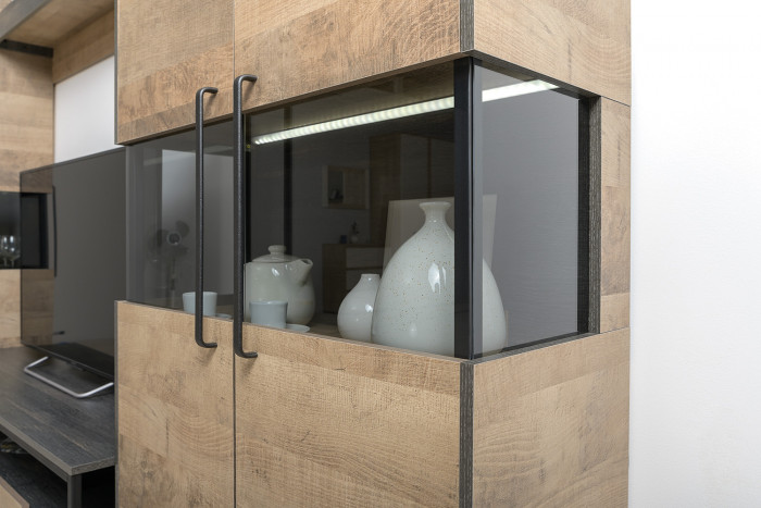 Трувор Гостиная 066, цвет дуб гранж песочный/интра, ШхГхВ 301,6х45,4х135,3 см., универсальная сборка