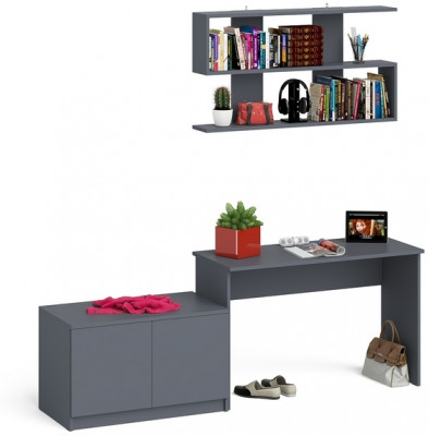 Мори Стол письменный МСП1200.1 + Тумба МА900.1 + Полка 1200, цвет графит, ШхГхВ 210,8х50,4х209,6 см., универсальная сборка