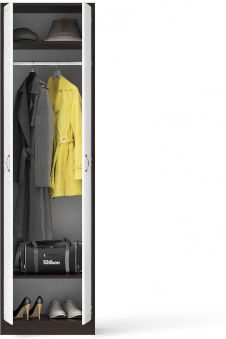 Прихожая П-6 Шкаф, венге/фасады МДФ белое дерево фрезеровка ромб