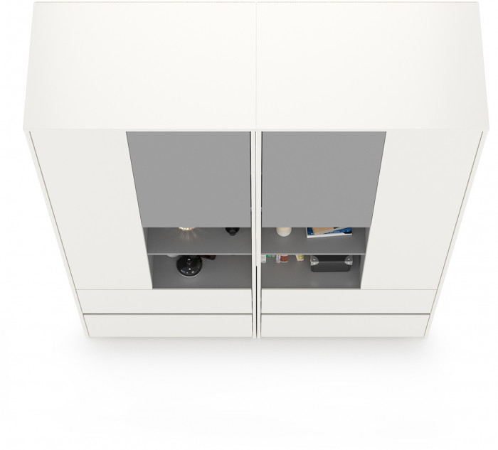 Торонто 13.333 Шкаф для одежды + 13.333 Шкаф для одежды, белый шагрень/стальной серый