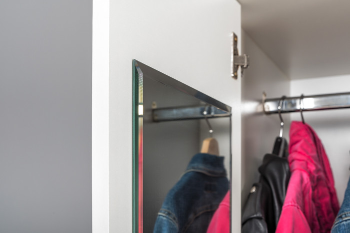 Торонто 13.333 Шкаф для одежды + 13.333 Шкаф для одежды, белый шагрень/стальной серый