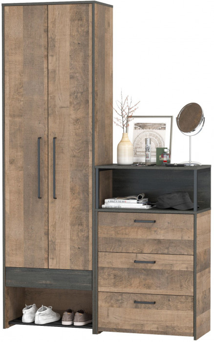Трувор 13.328.02 Шкаф для одежды + 13.307.02 Комод с ящиками, дуб гранж песочный/интра