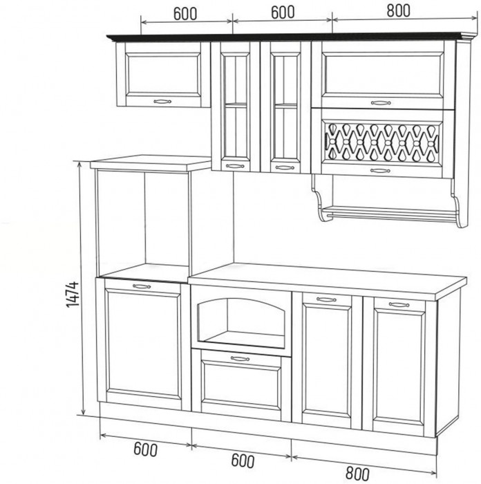Кухня МДФ 2000 Милано Компоновка №3 (Белый)