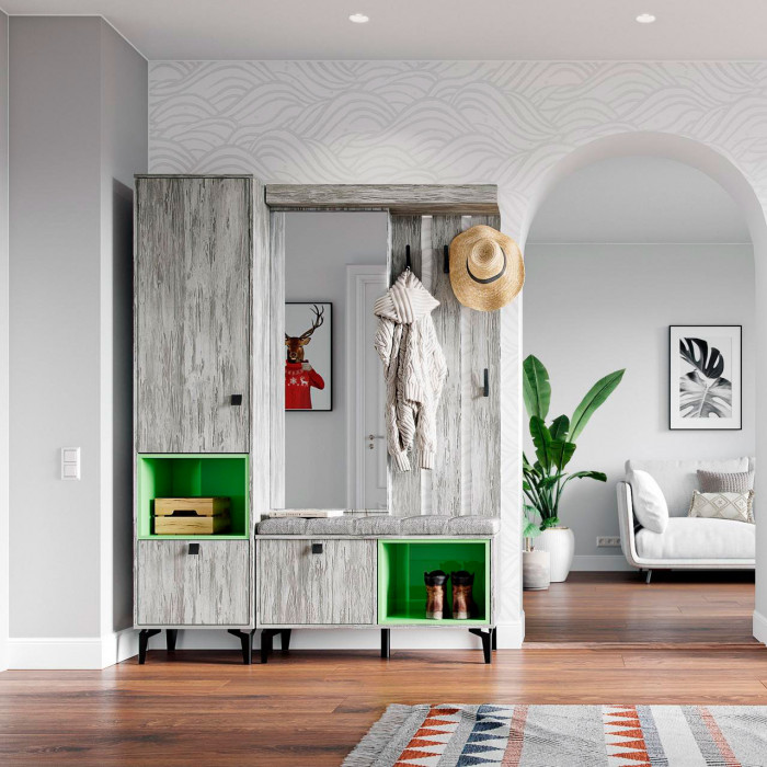 Прихожая Милан куб (362х466х350) акрил мохито