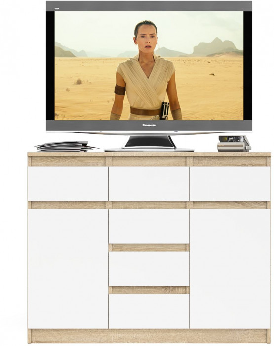 Мори Комод МК1200.4, дуб сонома/белый