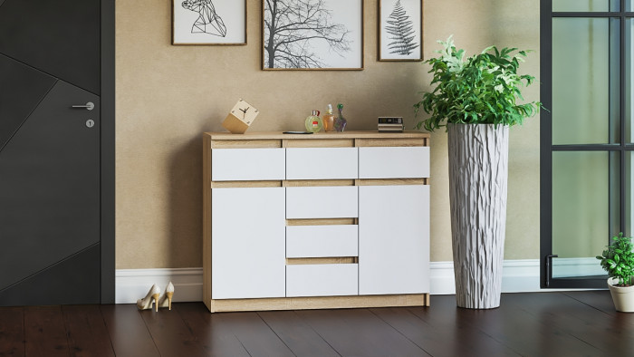 Мори Комод МК1200.4, дуб сонома/белый