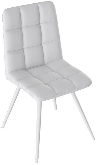 Бруно Стул (конус Т3) (Белый муар/Кожзам Серый)