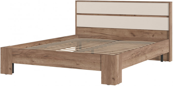 Хелен КР 03 Кровать 1.6х2.0 (1,670х0,928х2,114) кашемир/дуб крафт табачный