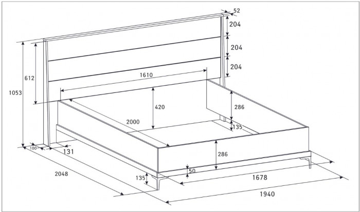 Кровать с ортопедическим основанием Кара 9 160х200