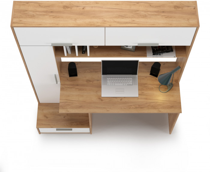 Лайт Стол письменный 03.243Н, цвет дуб крафт золотой/белый премиум, ШхГхВ 150,2х57,3х179,9 см., НЕ универсальная сборка