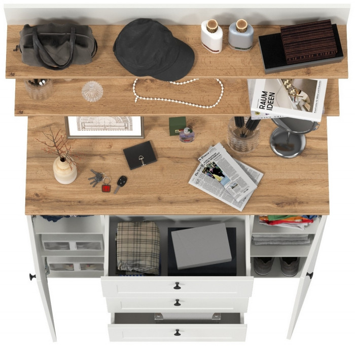 Остин Прихожая 71, белый шагрень/дуб крафт золотой