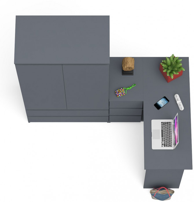 Мори компьютерный стол МС-16 левый + Шкаф МШ900.1, графит