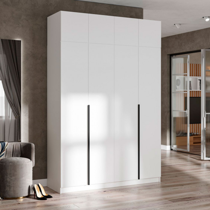 Лион ШК-03 Шкаф 4-х створчатый (1600х2000х550) Белый/Белый