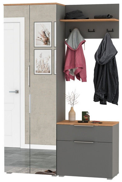 Октава Прихожая 10, серый графит/дуб крафт золотой/фасады МДФ серый графит