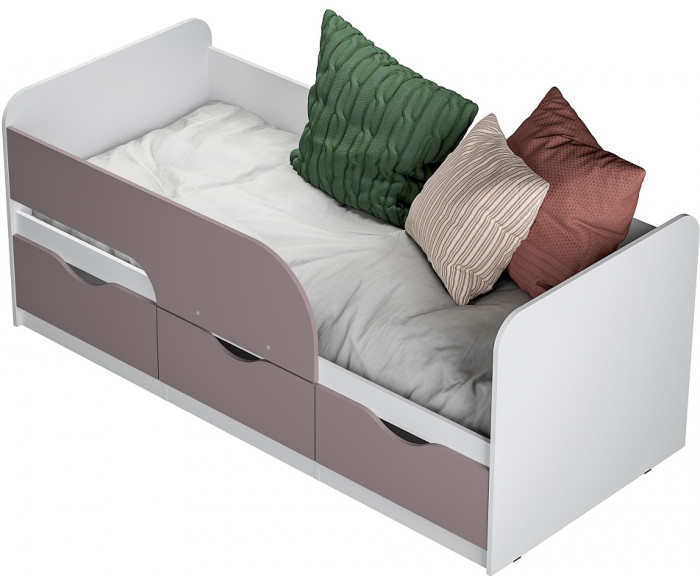 Кровать детская Стандарт КР-22 НЕВ, Белый, Розовый