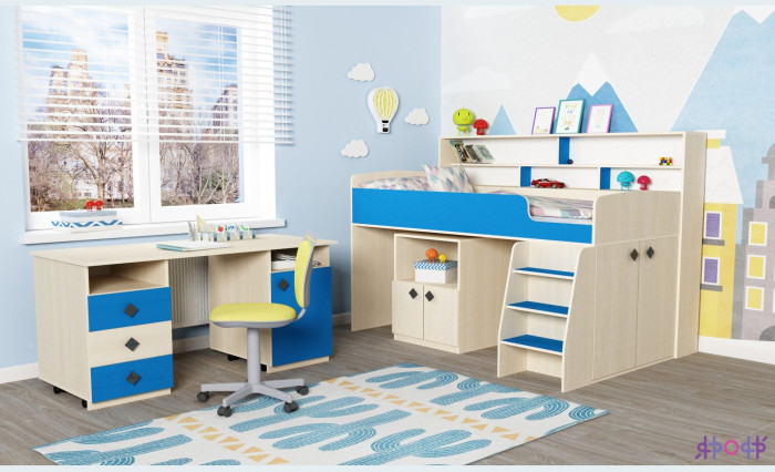 Кровать-чердак Малыш 5 (Дуб молочный/Венге)