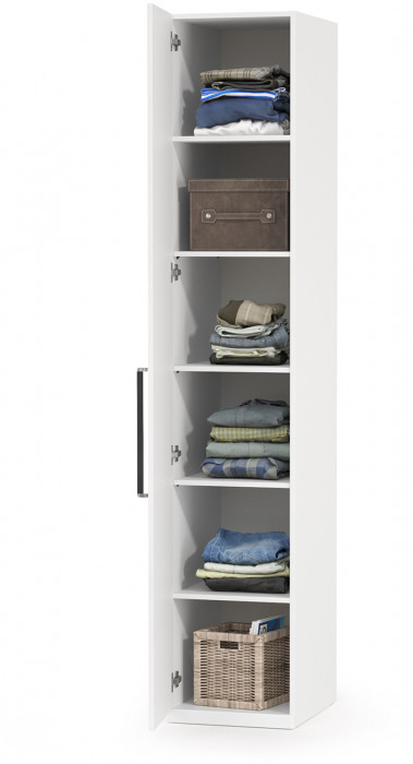 Валенсия Спальня 13.207 Шкаф-пенал, ЛДСП белый шагрень/МДФ белый шагрень