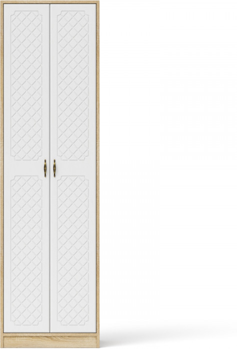 Прихожая П-6 Шкаф, дуб сонома/фасады МДФ белое дерево фрезеровка ромб