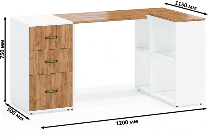 Лидер-8 Стол + Тумба МД 3.16, белый шагрень/крафт золото