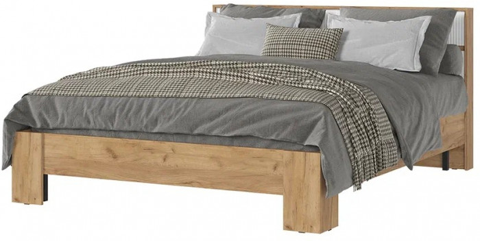 Хелен КР 03 Кровать 1.6х2.0 (1,670х0,928х2,114) белый супер/дуб крафт золото