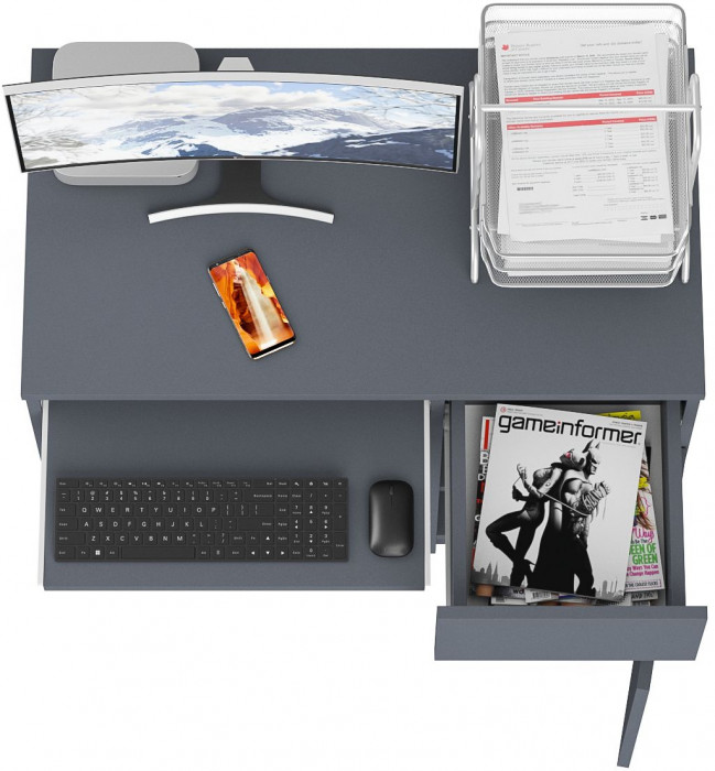 Мори Стол компьютерный МС-1 правый, цвет графит, ШхГхВ 90х50х76,6 см., выдвижной ящик справа, НЕ универсальная сборка