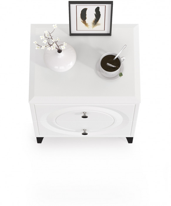 Валенсия Спальня 13.291 Тумба прикроватная, ЛДСП белый шагрень/МДФ белый шагрень