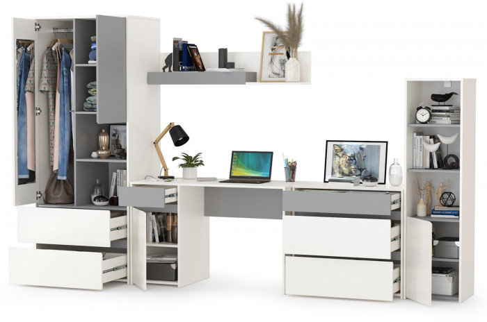 Торонто Компоновка № 01, белый шагрень/стальной серый