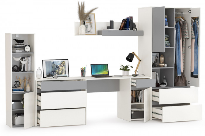 Торонто Компоновка № 01, белый шагрень/стальной серый