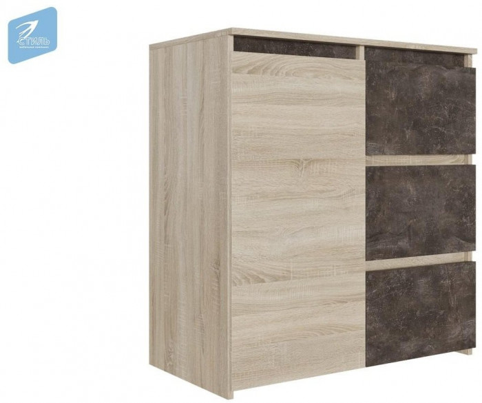 Милано-2 Комод (Ателье темное, Дуб сонома светлый)