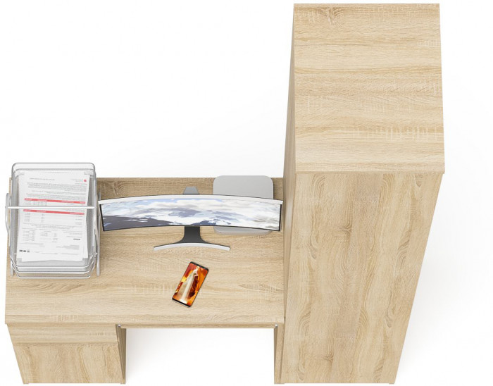 Мори компьютерный стол МС-1 левый + Пенал МШ400.1, дуб сонома