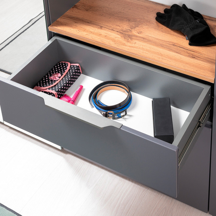 Октава Прихожая 11, серый графит/дуб крафт золотой/фасады МДФ серый графит