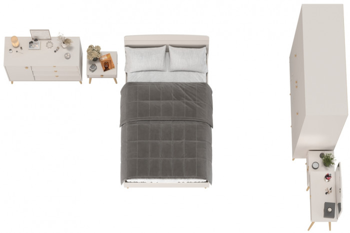 Афина Спальня 31-1200, цвет кашемир серый, сп.м. 1200х2000 мм., б/м, основание есть - фанера