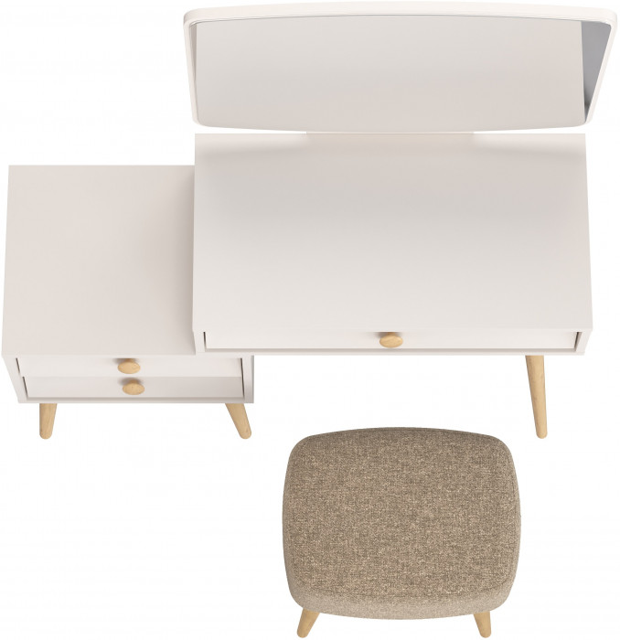 Афина Спальня 4-25901М1к.с. Трюмо + Банкетка 6-5135ТКШкор Полли, кашемир серый/ткань коричневая