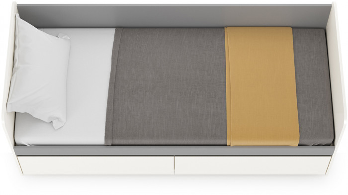 Торонто 11.39 Кровать, цвет белый шагрень/стальной серый, ШхГхВ 194х84,4х75,4 см., сп. м. 800х1900 мм., б/м, основание есть, макс. нагрузка 80 кг.