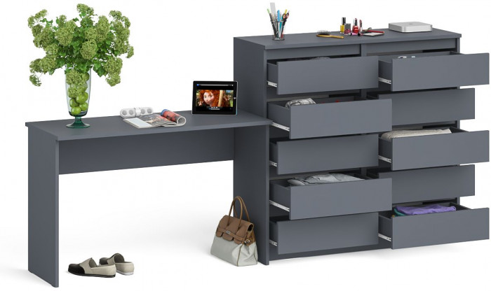 Мори письменный стол МСП1200.1 + Комод МК1200.10, графит