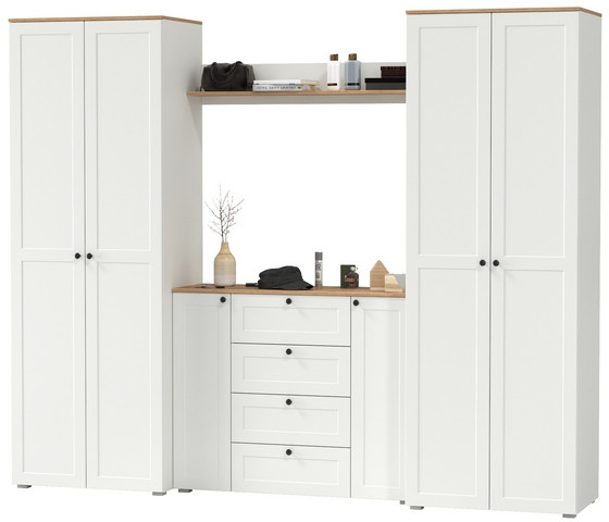 Остин Прихожая 73, белый шагрень/дуб крафт золотой