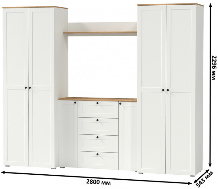 Остин Прихожая 73, белый шагрень/дуб крафт золотой