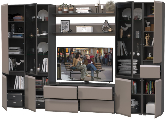 Сидней Комплектация № 064, корпус: антрацит/фасады: МДФ веллюто капучино