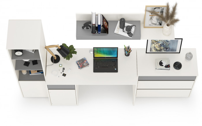 Торонто Компоновка № 02, белый шагрень/стальной серый