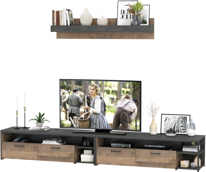 Трувор 13.70 Тумба под ТВ + 13.70 Тумба под ТВ + 15.60 Полка, дуб гранж песочный/интра