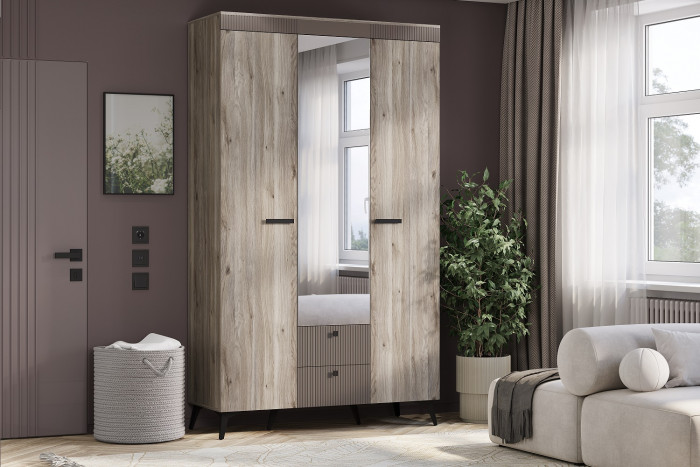 Шкаф 3-х створчатый Кассандра ШК-08, Дуб смоки, МФ14