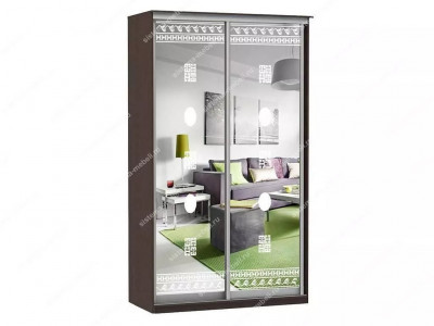 Шкаф купе Модерн 905х600 2-х дверный зеркальный с пескоструем №2 венге