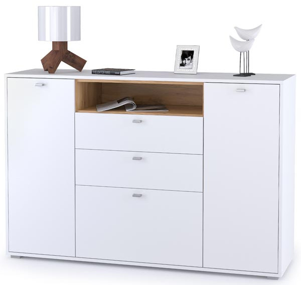 Бэль 10.95 Комод, дуб крафт золотой/белый премиум