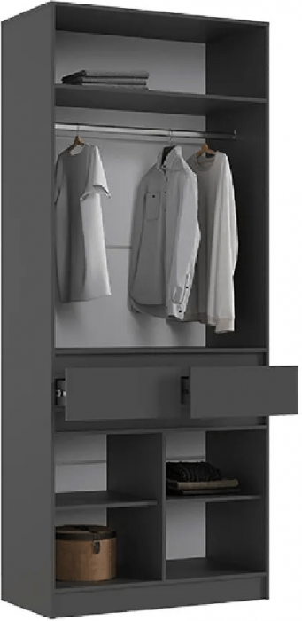 Роджина Шкаф двухстворчатый (Крафт белый, Графит)