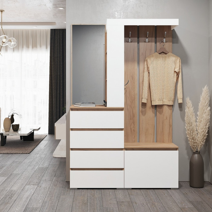 Хелен ПР-01 (Хельга) прихожая дуб крафт золотой/белый