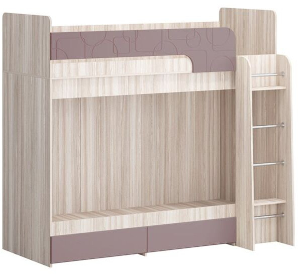 Двухъярусная кровать Бемби МДФ NEW, ясень (Латте глянец, Ясень шимо светлый)