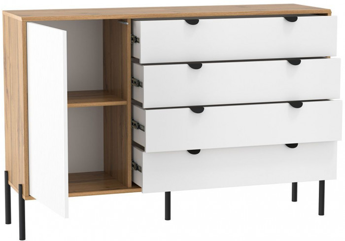 Комод 72.07 Кензо Дуб Вотан / Белый глянец снег