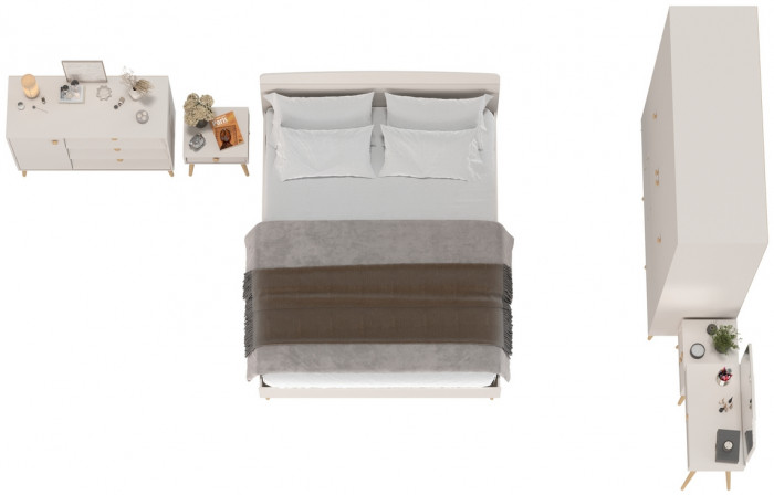 Афина Спальня 31-1600, цвет кашемир серый, сп.м. 1600х2000 мм., б/м, основание есть - фанера