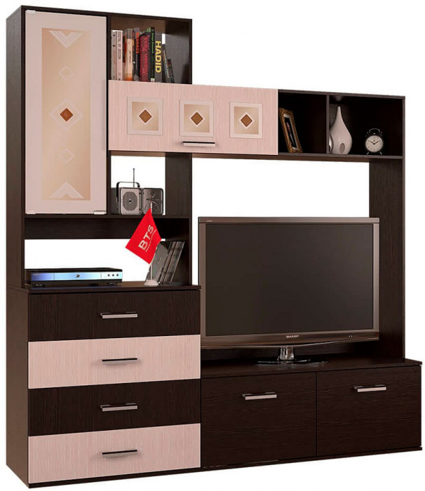 "Белла" центр. секция (2000х2120х470) венге/дуб атланта (замена на венге/ясень белый)