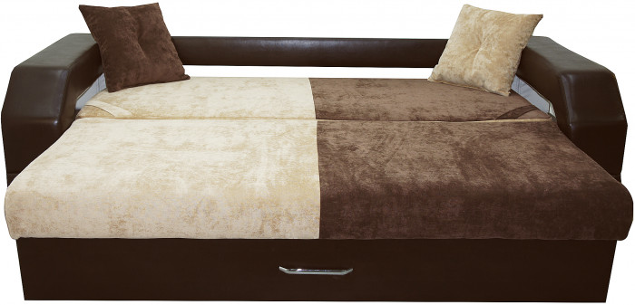 Диван еврокнижка Манчестер 160 ВЕЛЮР 03 КОМБИ ЭКОКОЖА КОРИЧНЕВАЯ НПБ